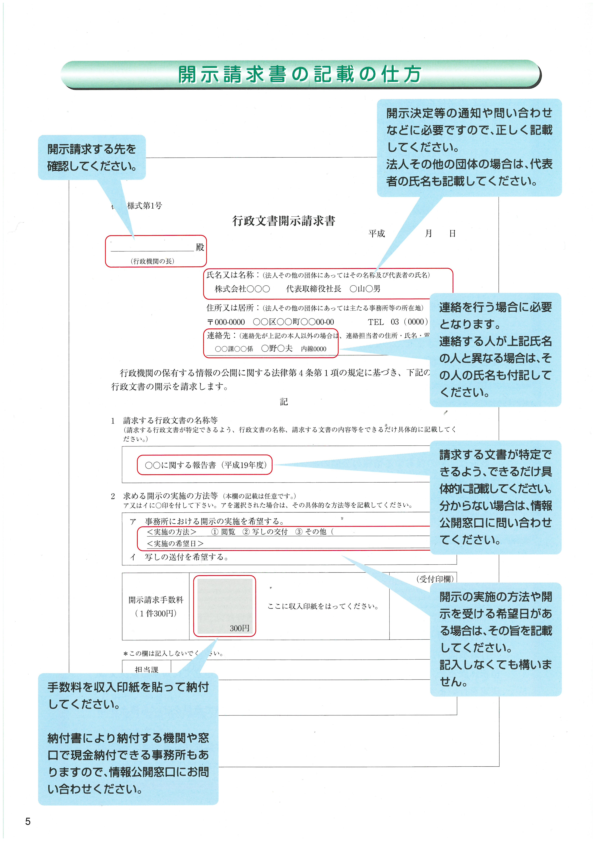 開示請求書の書き方 愛媛労働局