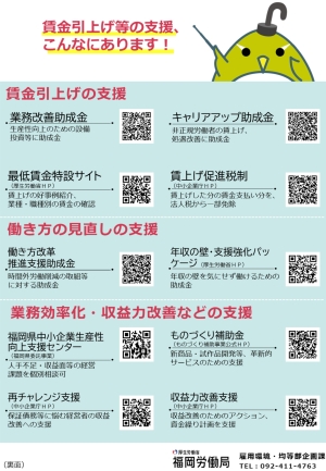 賃金引上げ等を進める事業主のみなさまへ。賃金引上げ等の支援のご案内。