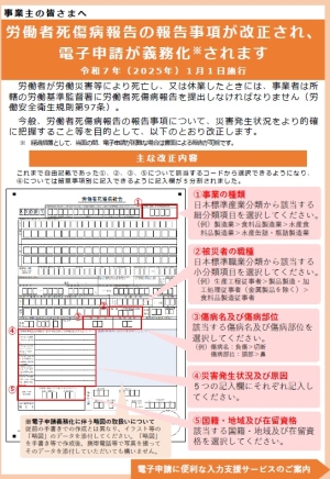 労働者死傷病報告の電子申請義務化リーフレット