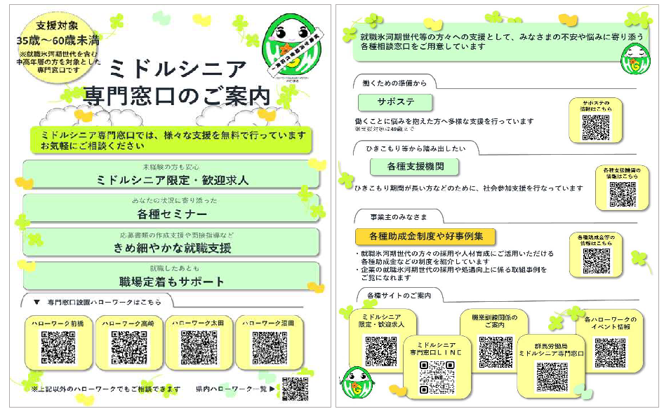群馬労働局 ミドルシニア専門窓口※について
