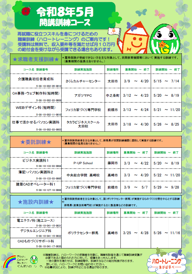令和8年5月 開講訓練コース
