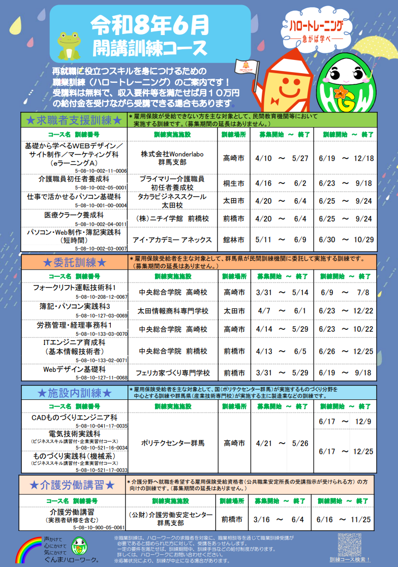 令和8年5月 開講訓練コース