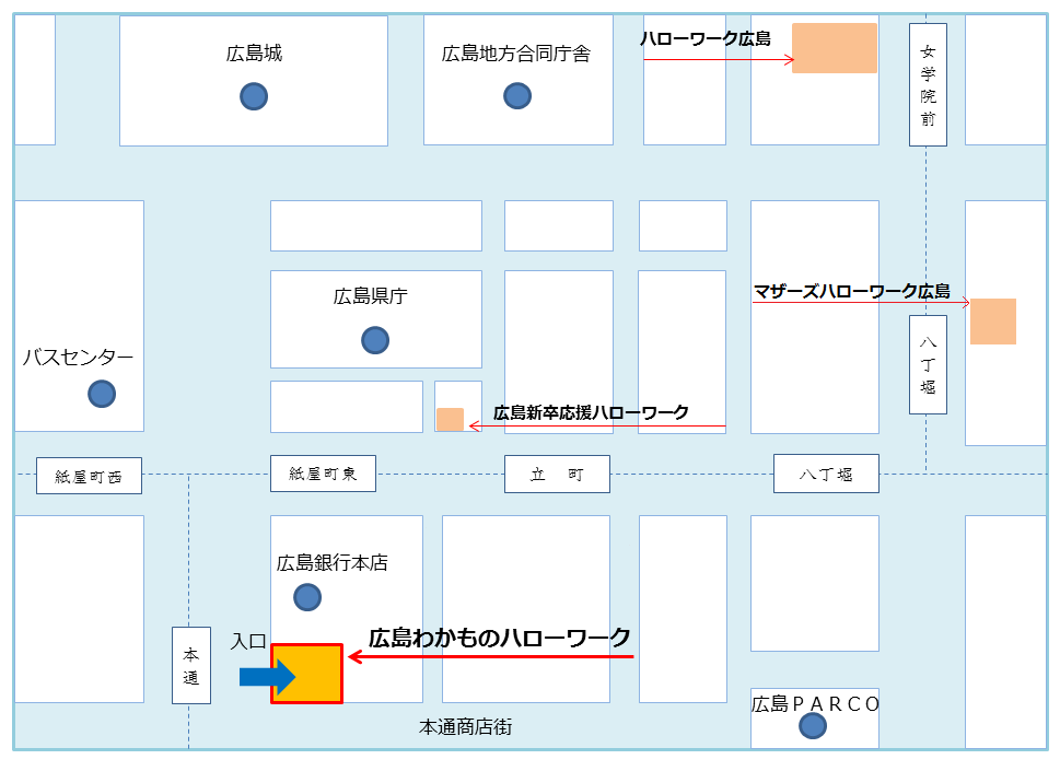 広島わかものハローワーク近隣図