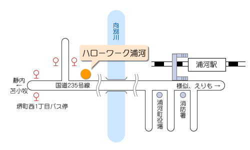 ハローワーク浦河の地図です