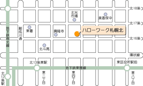 ハローワーク札幌北の地図です