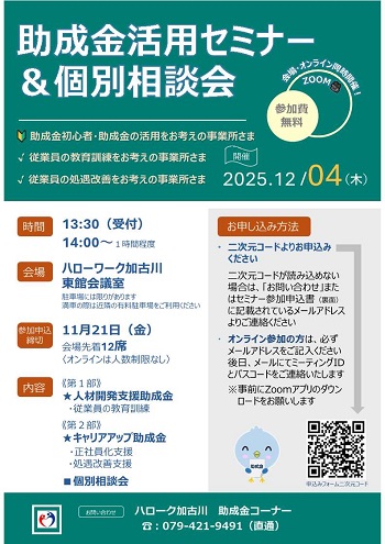 助成金活用セミナー&個別相談会チラシ