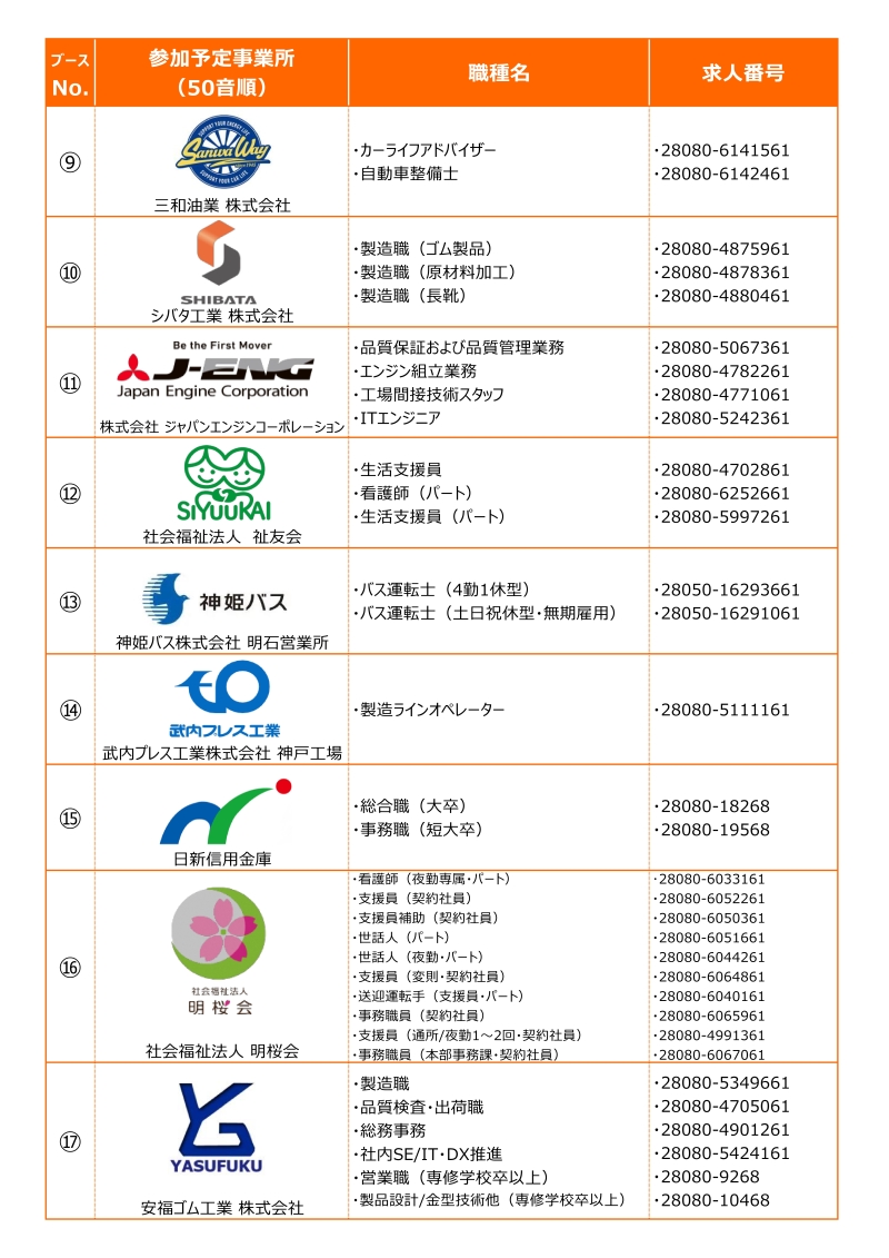 8月31日開催あかし就職フェアチラシ