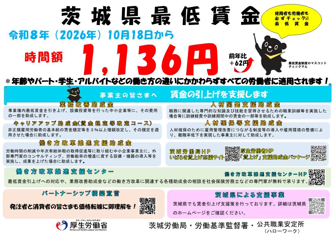 令和8年度最低賃金リーフレット(賃上げ応援サイト) saichin_R080925_shien_leaflet_flat
