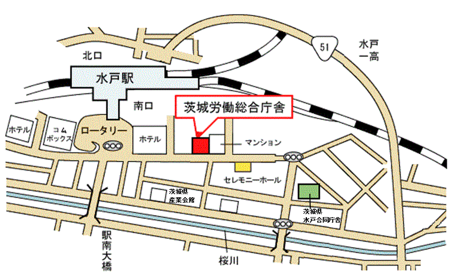 茨城労働局の地図