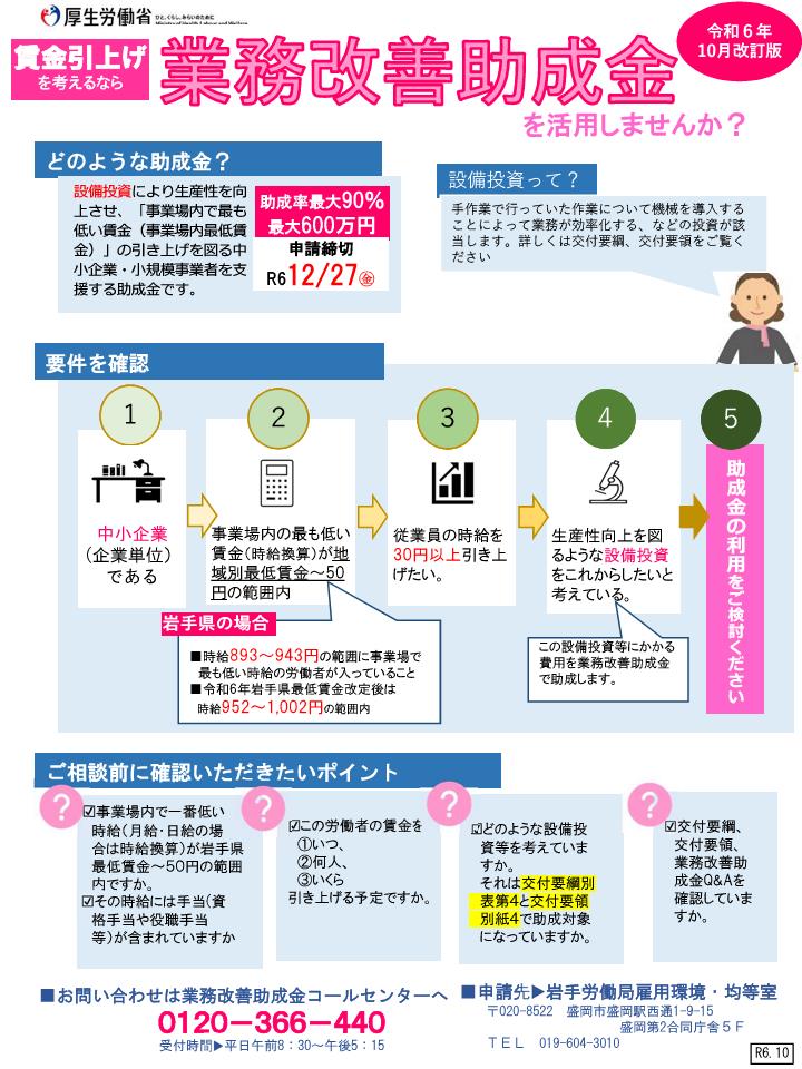 リーフレット「賃金引上げを考えるなら業務改善助成金を活用しませんか？」