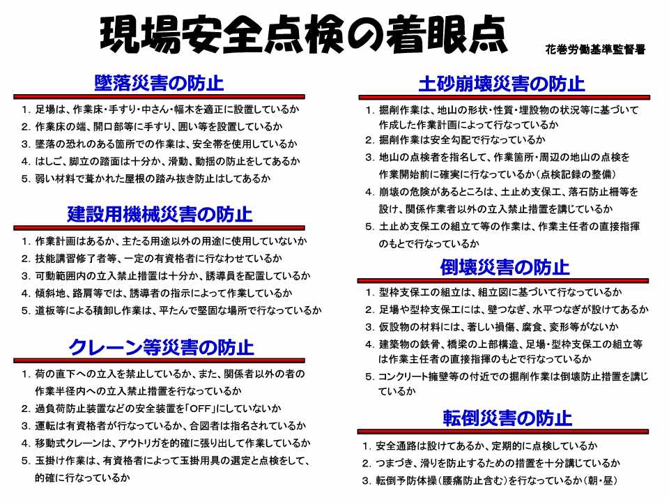リーフレット「現場安全点検の着眼点」