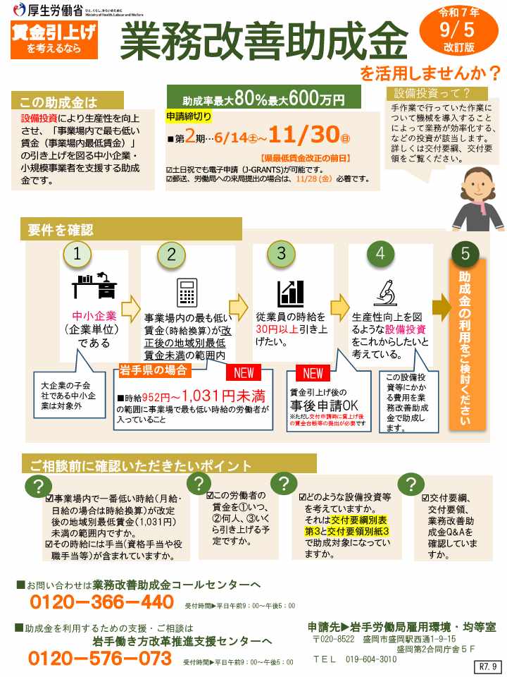リーフレット「賃金引上げを考えるなら業務改善助成金を活用しませんか」