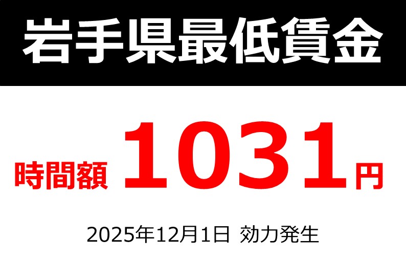 岩手県最低賃金1031円