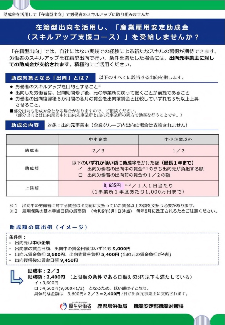 産業雇用安定助成金（スキルアップ支援コース）のご案内