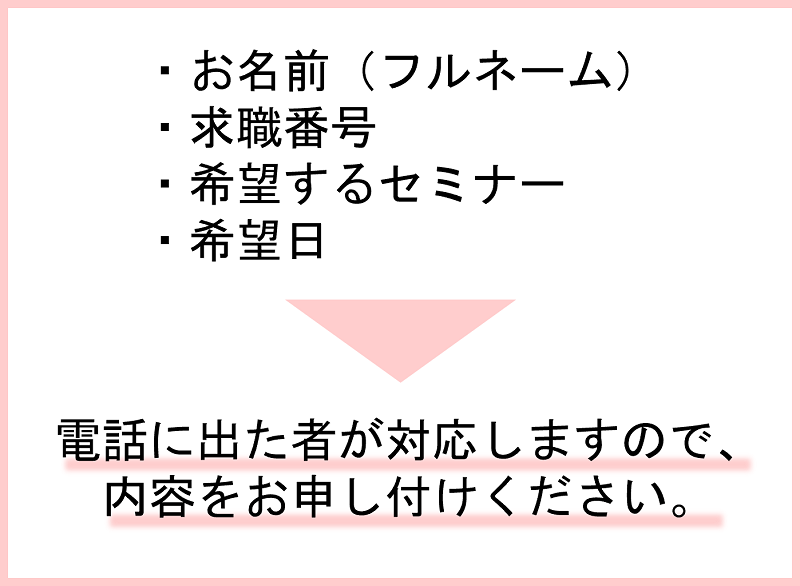 就職応援セミナーへの申込み