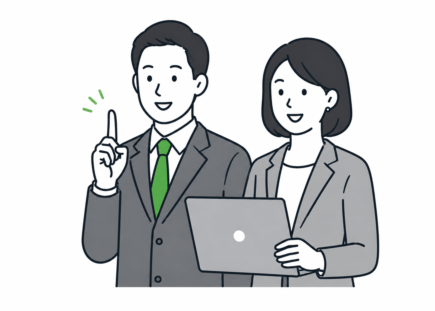 採用や職場づくりについて考える企業担当者のイラスト