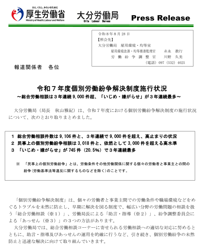 個別労働紛争解決制度施行