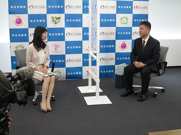 埼玉労働局長が出演し、テレビ埼玉「埼玉ビジネスウォッチ」の収録を行いました
