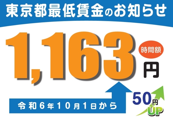 東京都の最低賃金は1163円