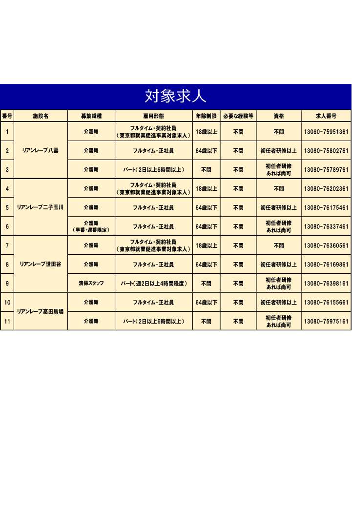 【ハローワーク渋谷】9/9（水）　株式会社木下の介護　介護のしごと　合同相談・面接会を開催します2