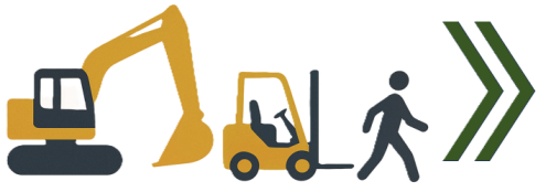建機・フォークリフト・歩行者のピクトグラム