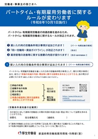 リーフレット・パートタイム・有期雇用労働者に関するルールが改正されます(施行日:令和8年10月1日)(クリックでダウンロードできます。)