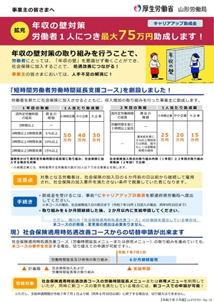 リーフレット表面・「キャリアアップ助成金(短時間労働者労働時間延長支援コース)」(クリックでダウンロードできます。)