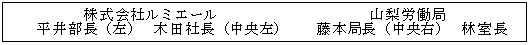 テキスト ボックス: 株式会社ルミエール 山梨労働局 平井部長(左) 木田社長(中央左) 藤本局長(中央右) 林室長(右)