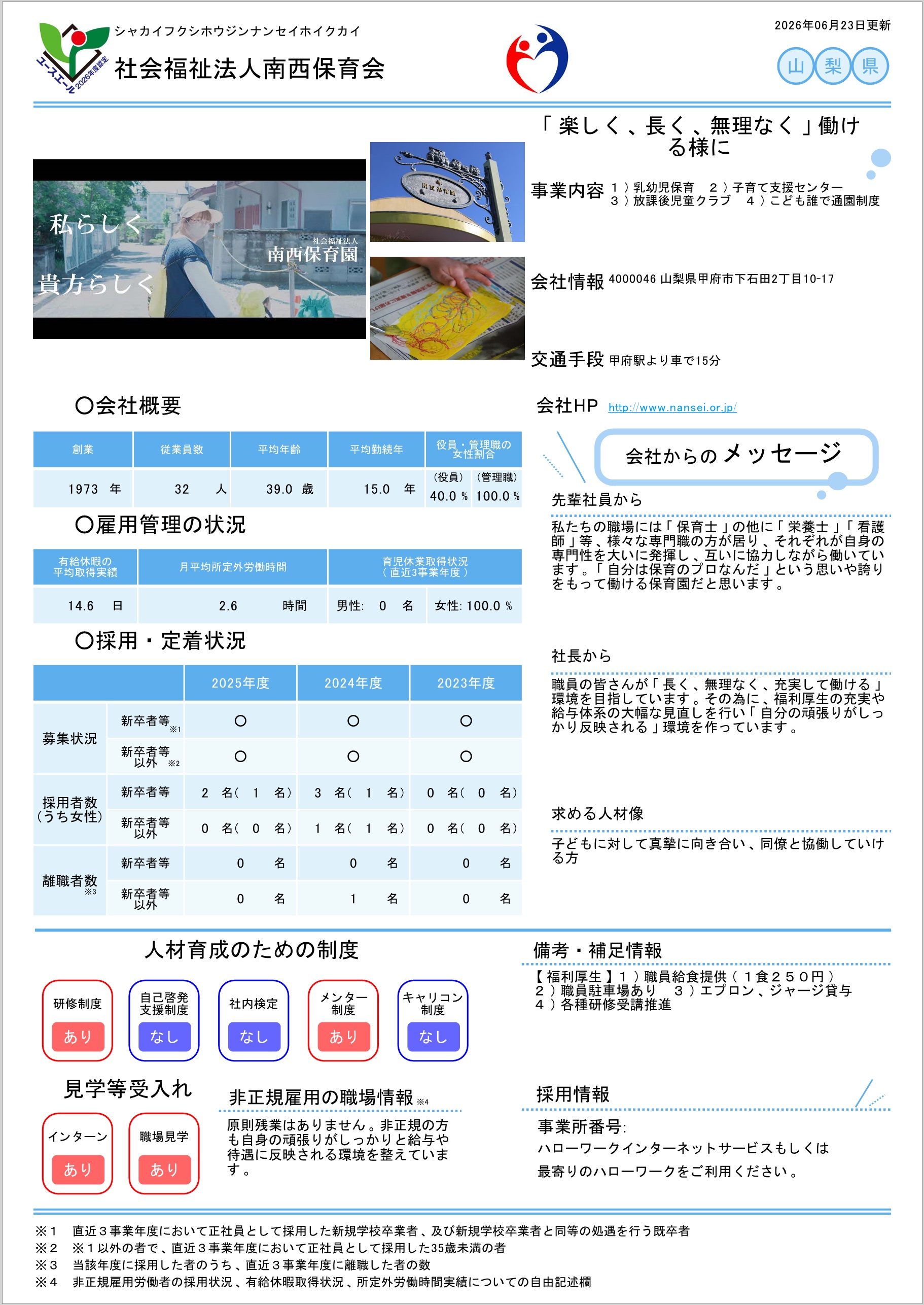 南西保育会若者サイトPRシート